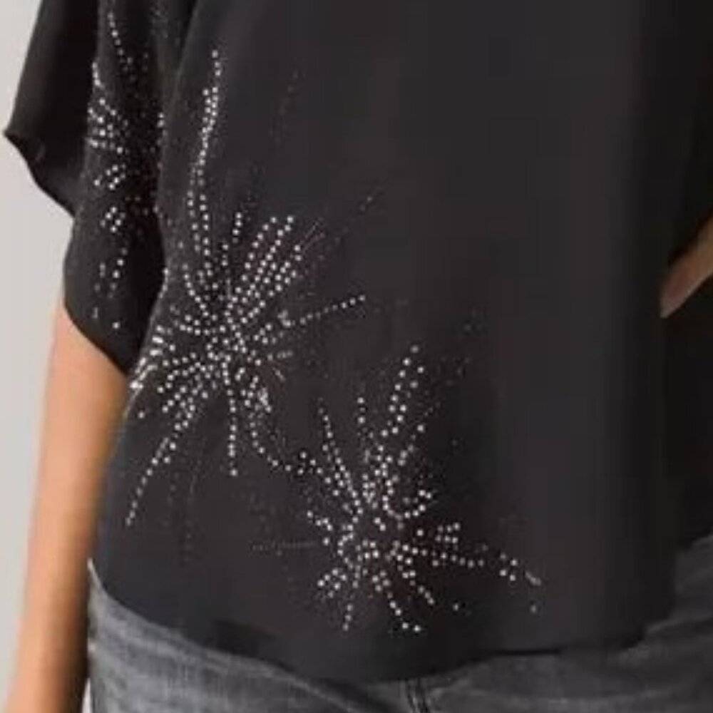 WHITE HOUSE BLACK MARKET EMBELLISHED KIMONO SLEEVE BLOUSE XXS PARTY HOLIDAY - Picture 5 of 6